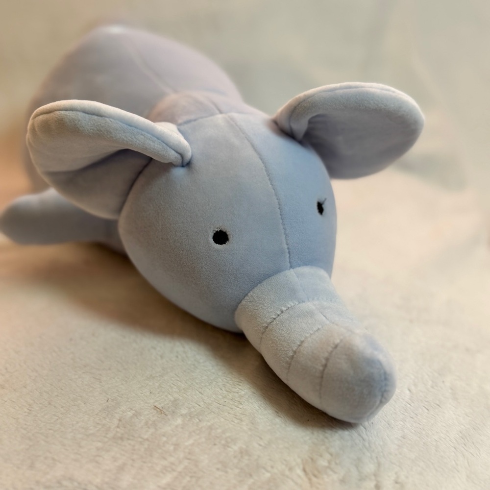 Elephant Weighted 15.5” Plush Kids' Comfort Throw Pillow Light Blue Pillowfort